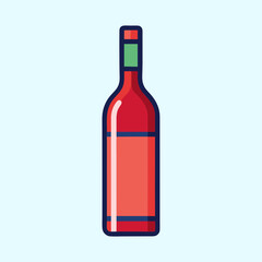 Minimalist vector illustration of a red wine bottle with green cap