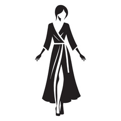 Chic Shirt Dress silhouette, perfect for day-to-night looks – Shirt Dress illustration – Minimalist Shirt Dress vector – Ladies dress silhouette

