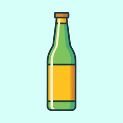 A Green Glass Beer Bottle with Yellow Label Illustration Design