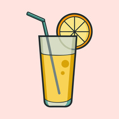 Refreshing Glass of Orange Juice with Straw and Orange Slice A Summer Drink Icon