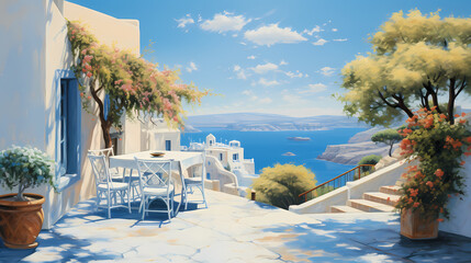 a moment of  traditional village abstract decorative painting