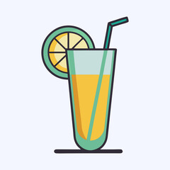 Refreshing Summer Citrus Beverage in Tall Glass with Straw and Lemon Garnish