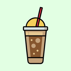 Refreshing Iced Coffee Drink in a Plastic Cup with a Straw