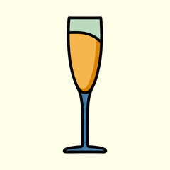 A Simple Illustration of a Glass of Champagne or Sparkling Wine