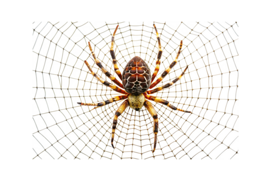 spider web with spider isolated on white background PNG. GENERATIVE AI