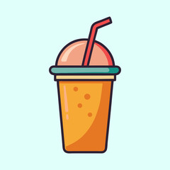 Colorful illustration of a refreshing summer drink with a straw and bubbles