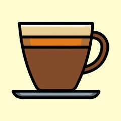 A Delicious Cup of Layered Coffee Drink on a Saucer