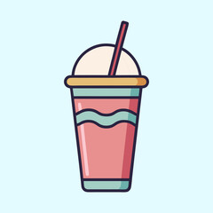 Refreshing Summer Drink with Straw and Dome Lid on Light Blue Background