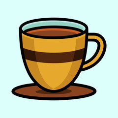 A delightful illustration of a warm cup of coffee or tea on a saucer