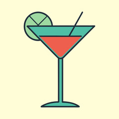 Refreshing summer cocktail in a martini glass with a lime wedge