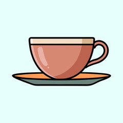 Charming Vector Illustration of a Tea Cup and Saucer on Light Background