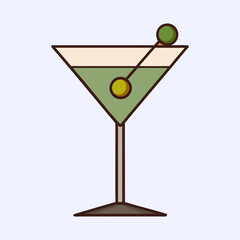 A Classic Martini Cocktail with Olives Garnish Elegant Illustration