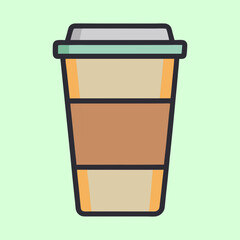 A Colorful Illustration of a Disposable Coffee Cup with a Lid
