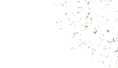 Colorful Confetti against a White Background Tranparent BG Confeti, Confetti falling on background,...