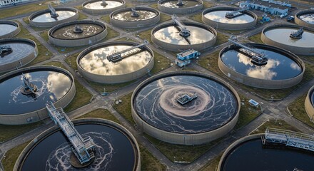 Aerial View of Modern Wastewater Treatment Plant