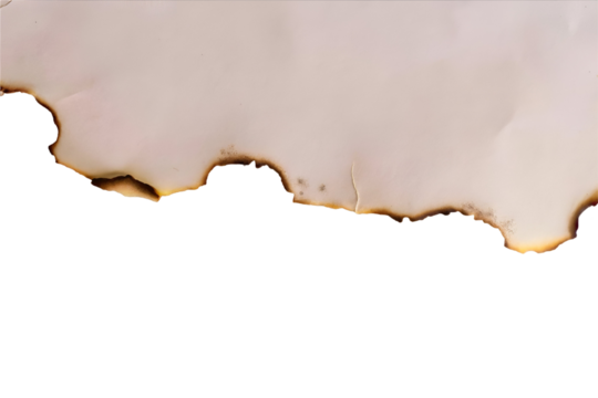 burnt paper on transparent background