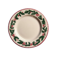 Festive Christmas Holly and Candy Cane Dessert Plate