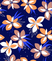 soft  flower print. seamless background.
blossom pattern on a light background with a  wild  flowers of different sizes artwork for tattoo, fabrics, souvenirs, packaging, greeting cards