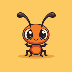 Ant mascot cute cartoon no details solid background bright