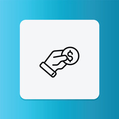 A hand handing out money, symbolizing payment or shopping.