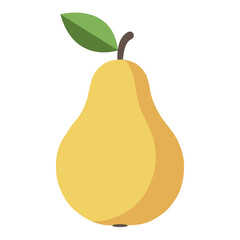 Simple flat vector illustration of a yellow pear with a green leaf. Modern and minimal fruit design perfect for packaging, branding, food-related content, web, and print projects.