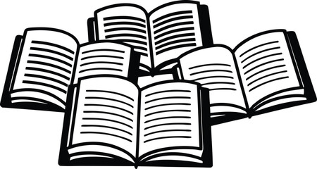 Book Line art silhouette vector set. academy  open book outline multipul style for your unique design.
