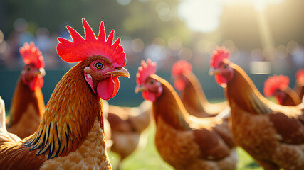 Fototapeta premium A hen with chicks throwing a sporting event themed party!