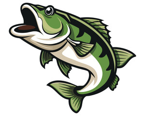 Jumping Largemouth Bass Illustration – Vector Sport Fishing Design