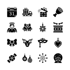 Easy to use pack of xmas and new year glyph style icons