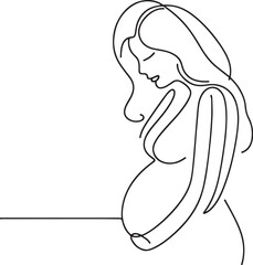 Minimalist line art of pregnant woman