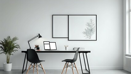 Blank Wall Art Mockup in Scandinavian Living Room Interior