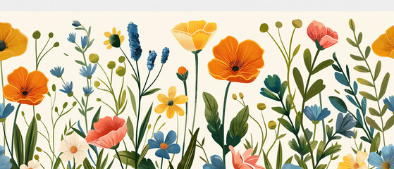 Fototapeta premium Delicadeza Natural: Patrón Floral sobre Blanco Puro