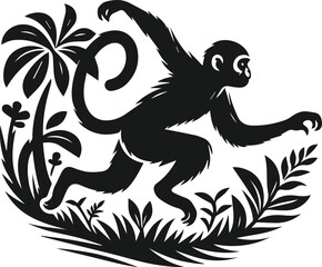 Silhouette of a running monkey vector