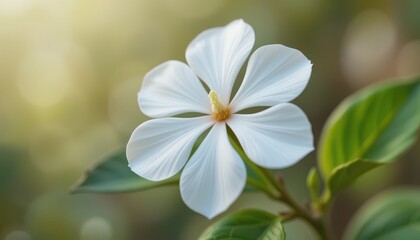 Close-up of a White Flower Blooming in Natural Light