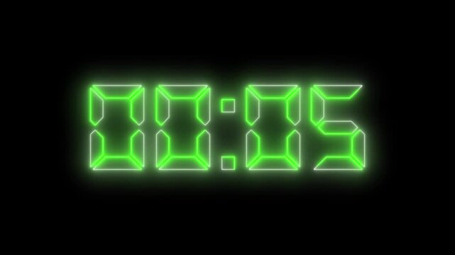 10 Sec Countdown Timer Animation Digital Stopwatch Green