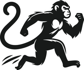 Silhouette of a running monkey vector