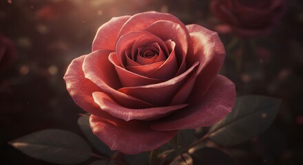 Red Rose Blooming Macro Shot