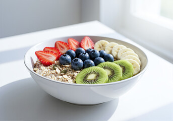 Healthy Vegan Breakfast Bowl on White Table