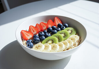 Healthy Vegan Breakfast Bowl on White Table