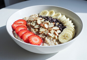 Healthy Vegan Breakfast Bowl on White Table