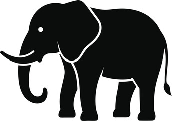 Elephfant silhouette vector on transparent background