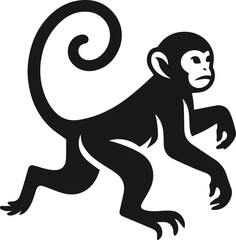Silhouette of a running monkey vector