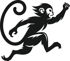Silhouette of a running monkey vector