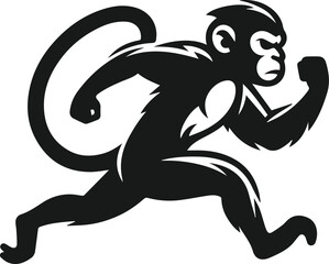 Silhouette of a running monkey vector
