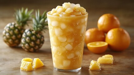 Refreshing, tropical frozen drink, featuring pineapple and orange