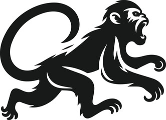 Silhouette of a running monkey vector
