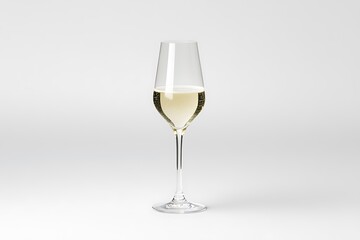 Elegant white wine glass filled with liquid.