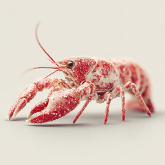 realistic photograph of full body lobster isolated on light background, showcasing its detailed texture and vibrant red color. lobster claws and antennae are prominently visible