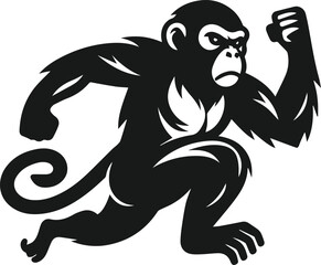 Silhouette of a running monkey vector