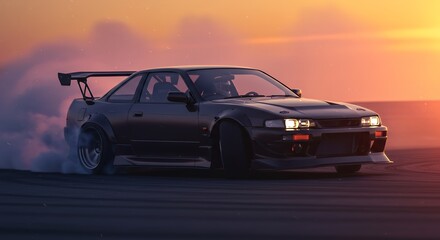 Drift Car at Sunset